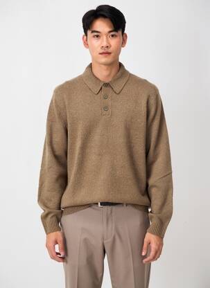 Pull col polo manches longues marron JACK & JONES homme