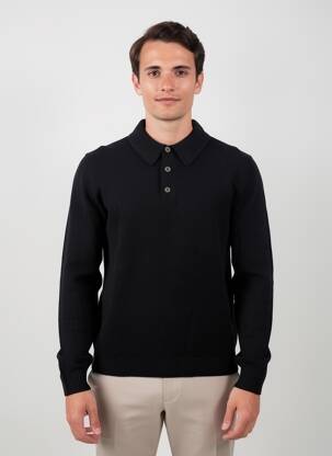 Pull col polo manches longues noir JACK & JONES homme