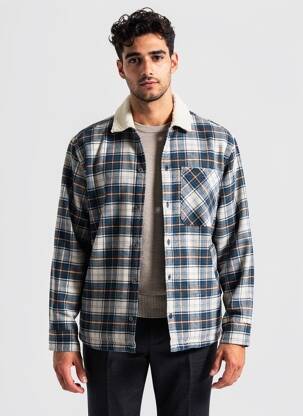 Veste casual finition intérieure fourrure synthétique bleu JACK & JONES homme