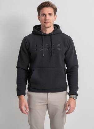 Sweat-shirt à capuche poches manches longues noir JACK & JONES homme