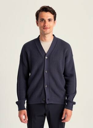 Gilet manches longues col v bleu JACK & JONES homme