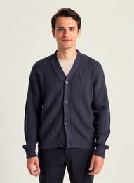 Gilet manches longues col v bleu JACK & JONES homme