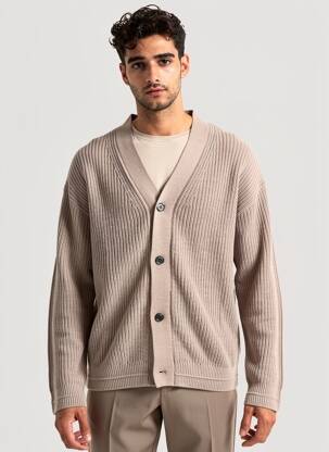 Gilet manches longues col v beige JACK & JONES homme