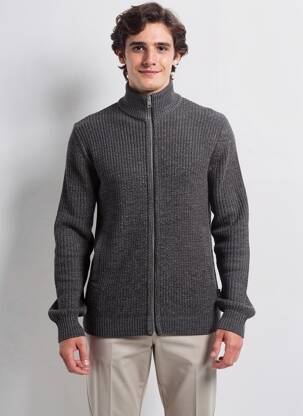 Gilet manches longues tissage chiné gris JACK & JONES homme