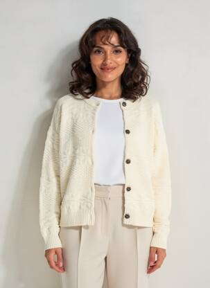 Gilet manches longues col rond beige ROYAL MER femme