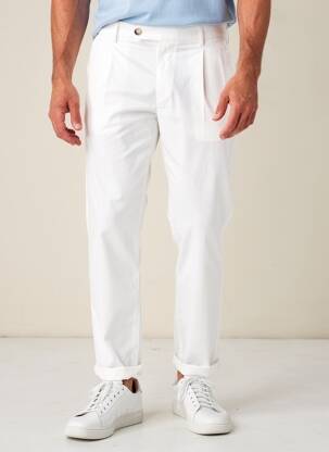 Pantalon chino tissage popeline taille normale blanc BARMAS homme