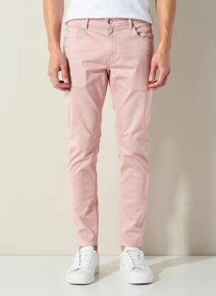 Pantalon slim fermeture zippée sous rabat boutonné rose BARMAS homme
