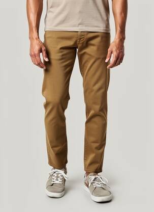 Pantalon slim fermeture zippée sous rabat boutonné beige BARMAS homme