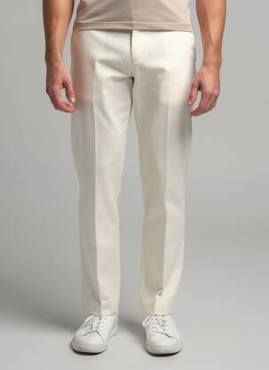 Pantalon slim fermeture zippée sous rabat boutonné beige BARMAS homme