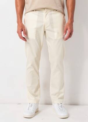 Pantalon slim fermeture zippée sous rabat avec crochet beige BARMAS homme