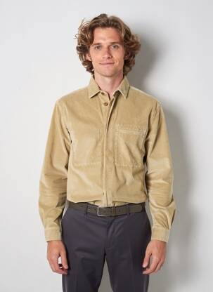 Chemise manches longues coupe droite beige BARMAS homme