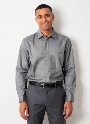 Chemise manches longues coupe cintrée gris BARMAS homme