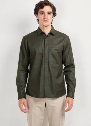 Chemise manches longues coupe cintrée vert BARMAS homme