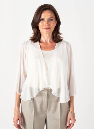 Gilet manches longues manches 3/4 blanc FRANCE RIVOIRE femme