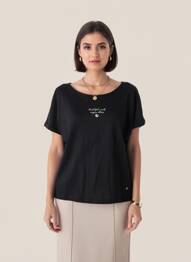 T-shirt coupe droite manches courtes noir LES TROPEZIENNES PAR M.BELARBI femme
