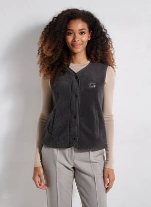Gilet sans manche coupe droite gris LE TEMPS DES CERISES femme