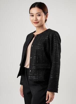 Veste chic fermeture boutonnée sur le devant noir SOYACONCEPT femme