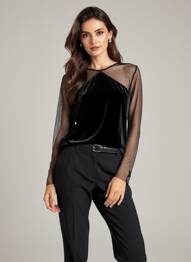 Top col rond manches longues noir SALSA femme