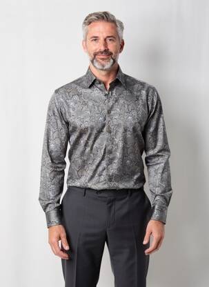 Chemise manches longues imprimé fantaisie vert DESOTO homme