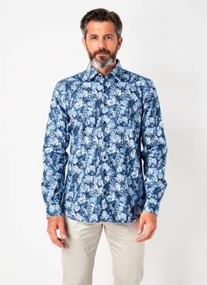 Chemise manches longues coupe cintrée bleu DESOTO homme