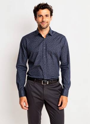 Chemise manches longues coupe cintrée bleu DESOTO homme