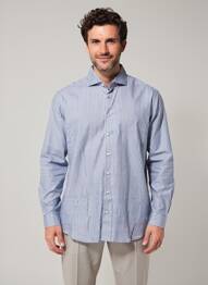 Chemise manches longues coupe cintrée bleu DESOTO homme