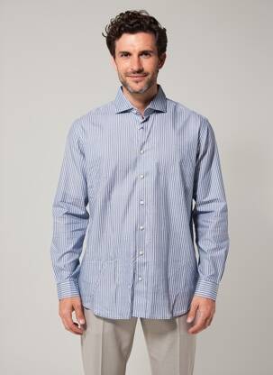Chemise manches longues coupe cintrée bleu DESOTO homme