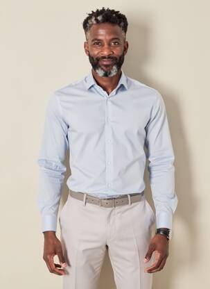 Chemise manches longues coupe cintrée bleu DESOTO homme