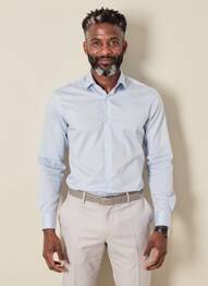 Chemise manches longues coupe cintrée bleu DESOTO homme