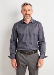 Chemise manches longues coupe cintrée gris fonce DESOTO homme