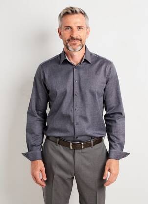 Chemise manches longues coupe cintrée gris fonce DESOTO homme