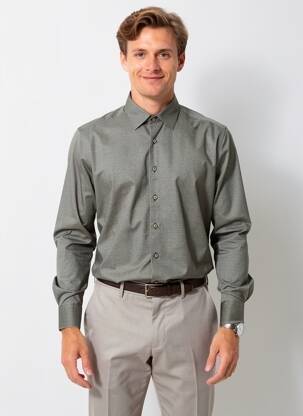 Chemise manches longues coupe cintrée gris DESOTO homme