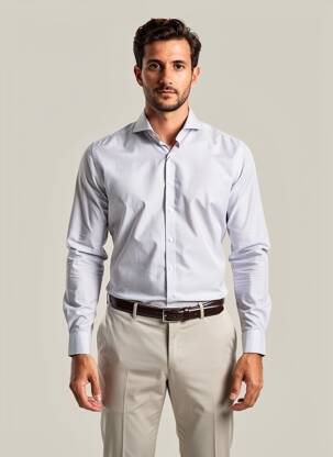 Chemise manches longues coupe cintrée bleu DESOTO homme