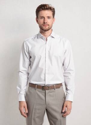 Chemise manches longues coupe cintrée beige DESOTO homme