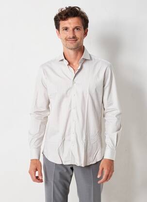 Chemise manches longues coupe cintrée beige DESOTO homme