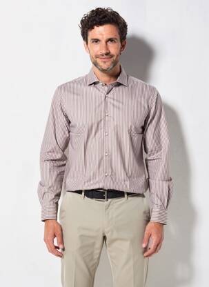 Chemise manches longues coupe cintrée marron DESOTO homme