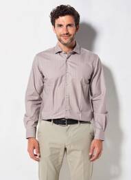 Chemise manches longues coupe cintrée marron DESOTO homme