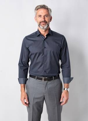 Chemise manches longues imprimé fantaisie bleu DESOTO homme