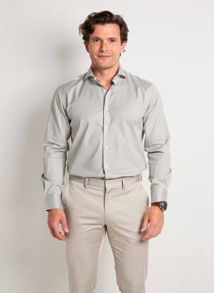 Chemise manches longues imprimé fantaisie vert DESOTO homme
