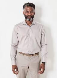 Chemise manches longues imprimé fantaisie marron DESOTO homme