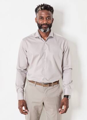 Chemise manches longues imprimé fantaisie marron DESOTO homme