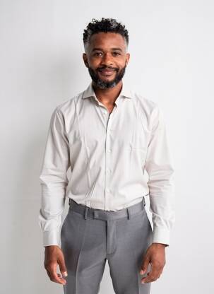 Chemise manches longues imprimé fantaisie beige DESOTO homme