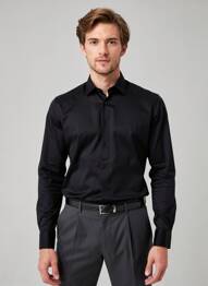 Chemise manches longues coupe cintrée noir DESOTO homme