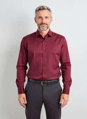 Chemise manches longues coupe cintrée rouge DESOTO homme