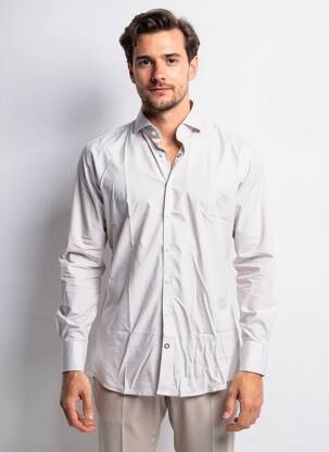 Chemise manches longues coupe cintrée beige DESOTO homme