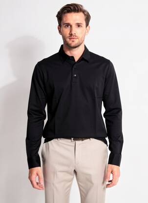 Polo manches longues manches longues noir DESOTO homme