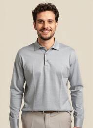 Polo tissage chiné manches longues gris DESOTO homme
