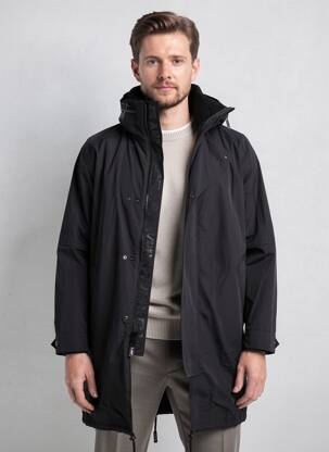 Imperméable coupe droite sans capuche noir YVES SALOMON homme