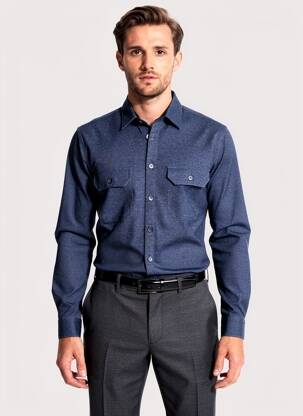 Chemise manches longues coupe cintrée bleu DESOTO homme
