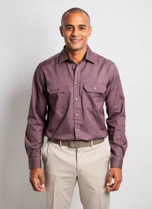 Chemise manches longues coupe cintrée marron DESOTO homme
